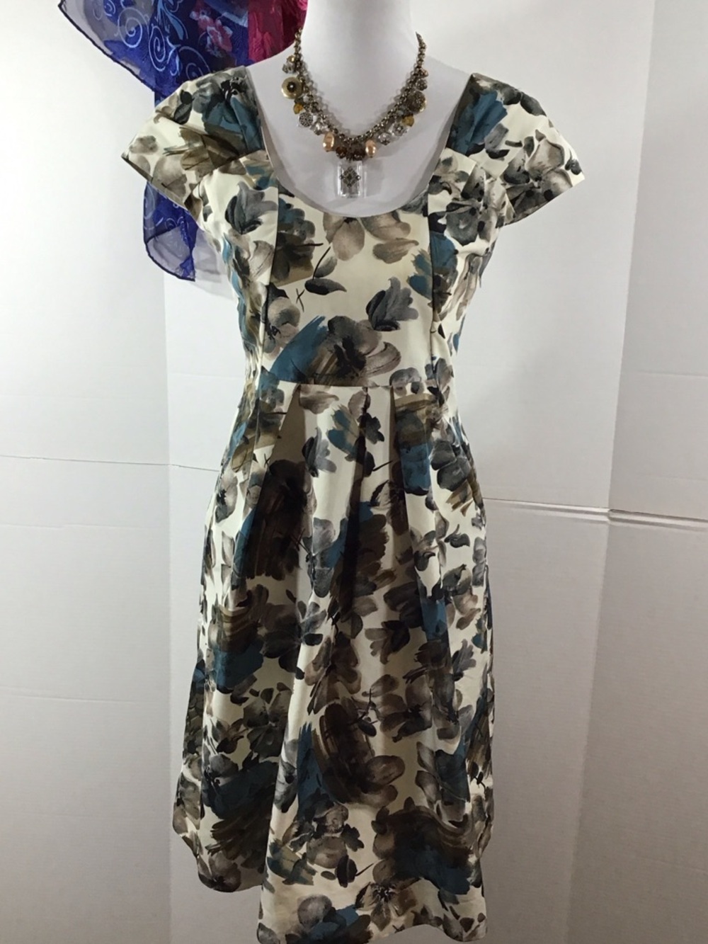 Marni Sprint 2007  Ivory Floral Fit-and-Flare primrose taffeta Dress S